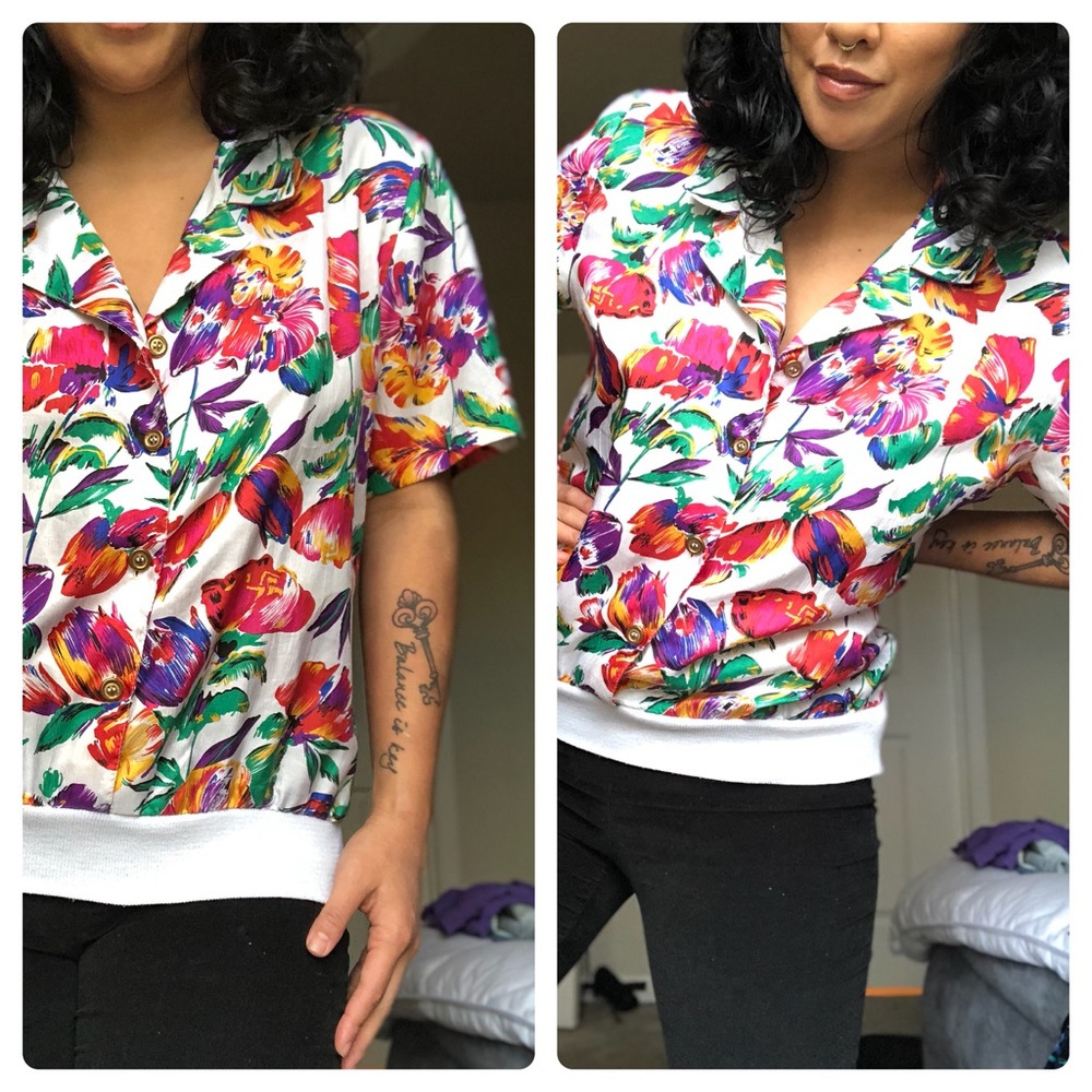80s Floral Print Shirt